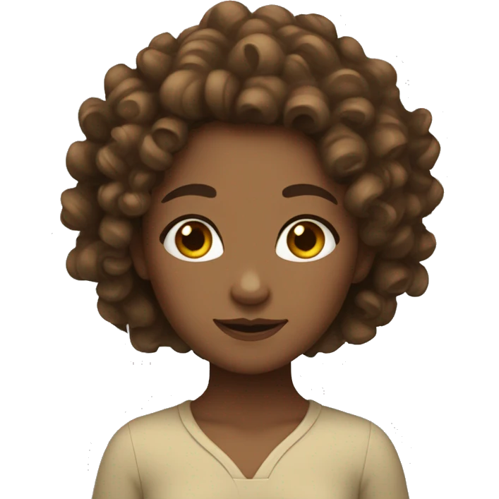 Curly brown hair girl zen emoji