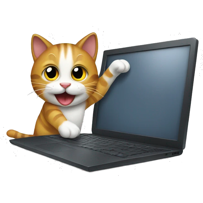 Cat playing with the computer emoji