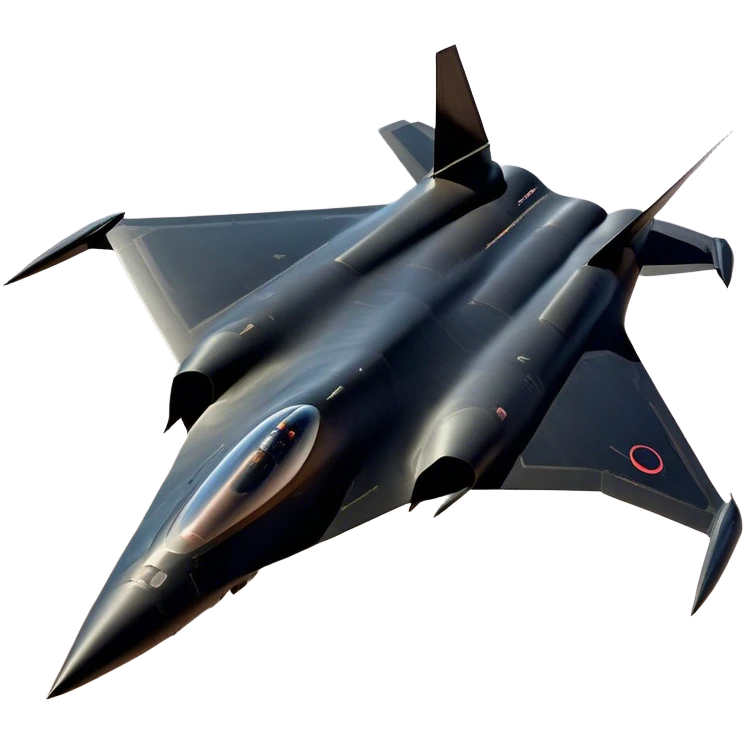 SR-71 Blackbird - Lockheed Martin (Stealth Grey) A sleek, high-speed reconnaissance aircraft with an elongated, needle-like fuselage and a smooth, aerodynamic design. The body is finished in a deep, matte jet-black with subtle panel lines and heat-resistant detailing. Its twin engines are seamlessly integrated into the structure, with sharp, swept-back wings that emphasize speed and stealth. The cockpit canopy is tinted, adding to its mysterious, high-tech aesthetic, while the overall silhouette exudes an aura of unmatched velocity and secrecy. emoji
