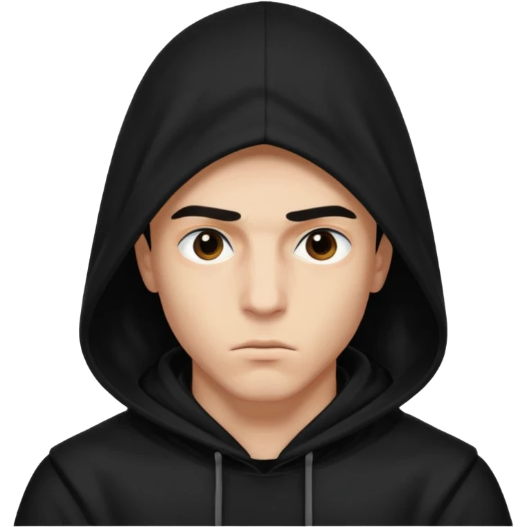 Un joven con una capucha negra que solo le deje ver los ojos y cejas emoji