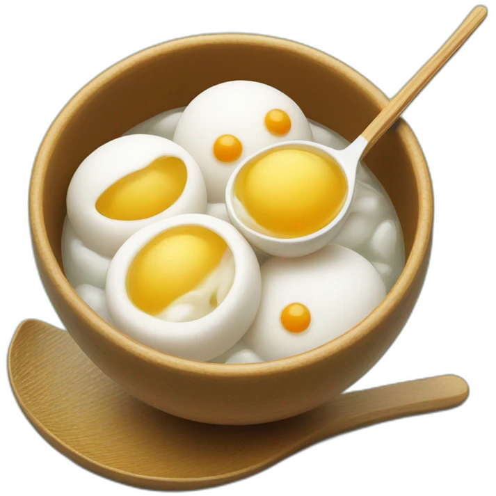 Tang yuan in a bowl with a spoon emoji