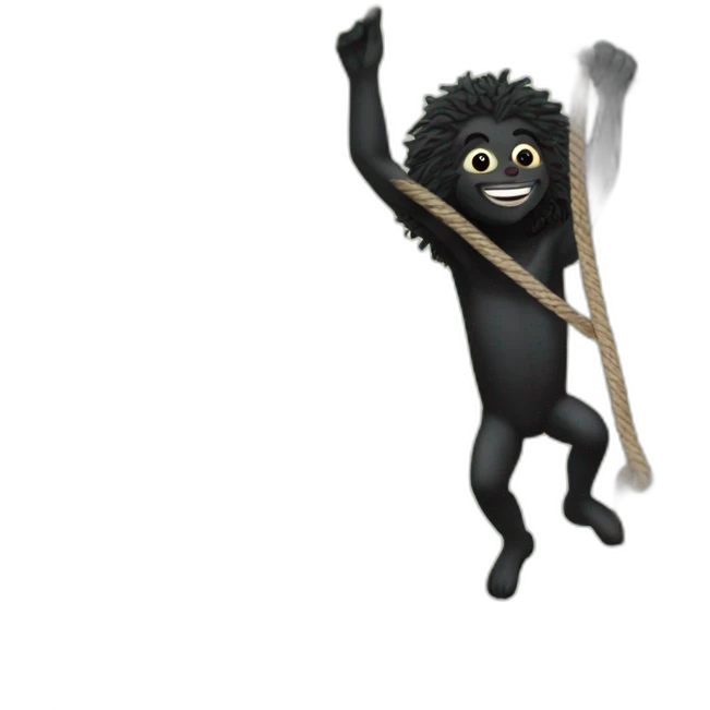 Gollywog climbing a tree with a rope emoji
