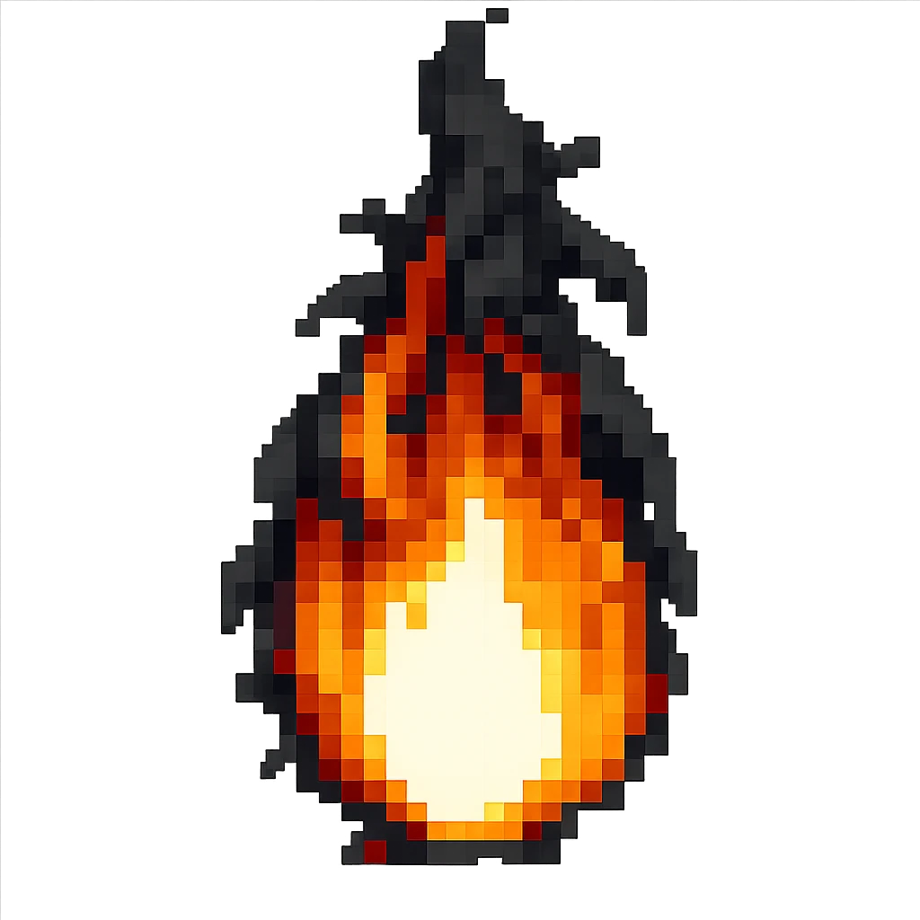 Remove the face and ensure there is no red color. Keep the black flame with no background. The style should maintain the original look but with these edits. emoji