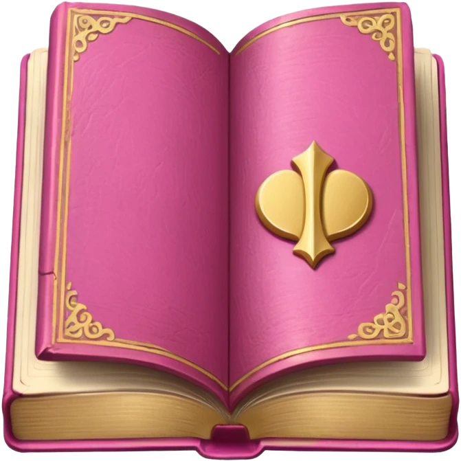 An open pink book with golden details
 emoji