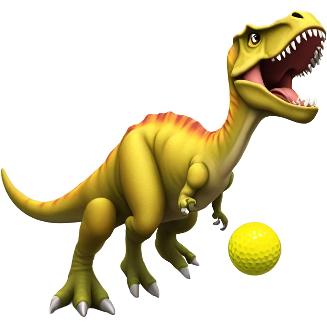 Dinosaur bouncing a golf ball emoji