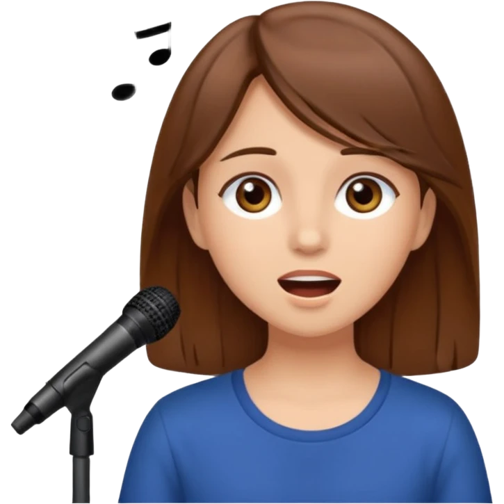 girl with a brown hair and brown eyes singing  emoji