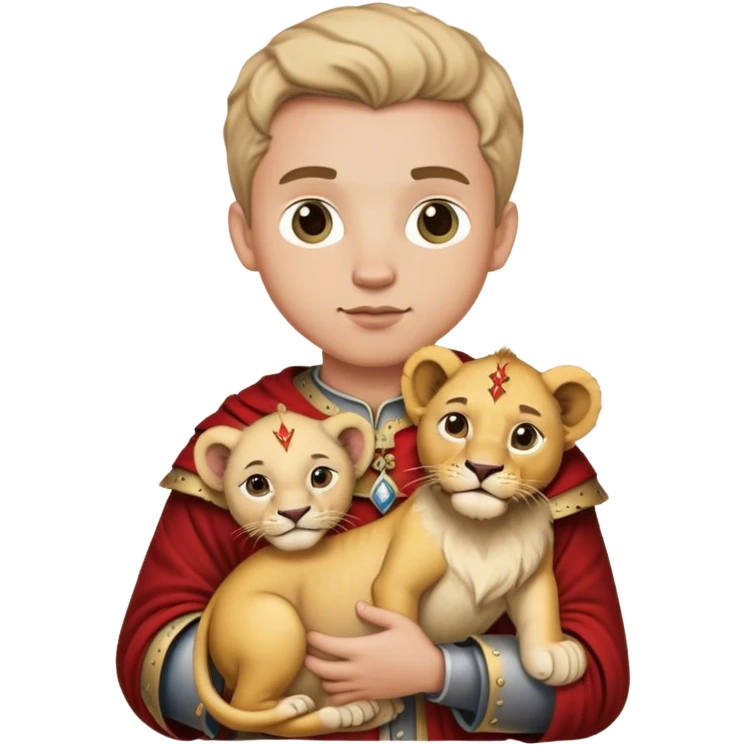 Little medieval duke with lion cub emoji