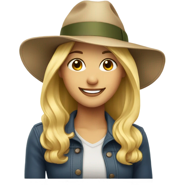 smiling blonde portrait with hat emoji