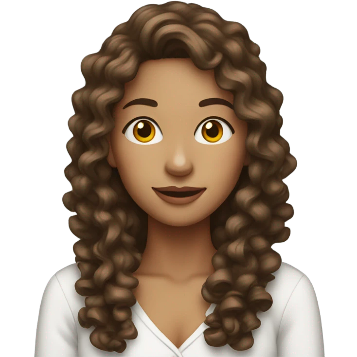 Woman with long brown curly hair as Santa claus emoji
