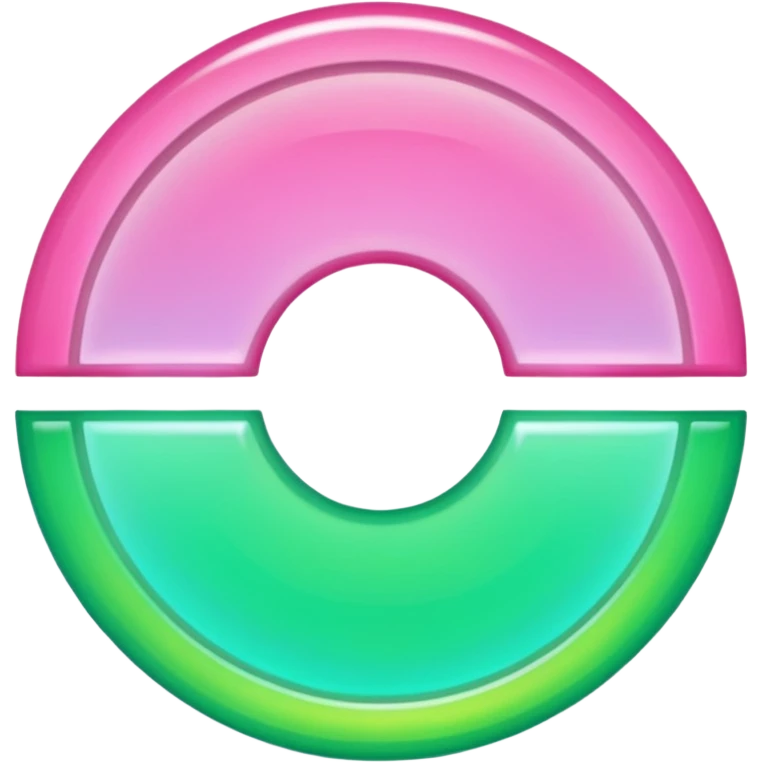 an emoji with a split magical circle, half pink and half green, glowing, mystical energy emoji