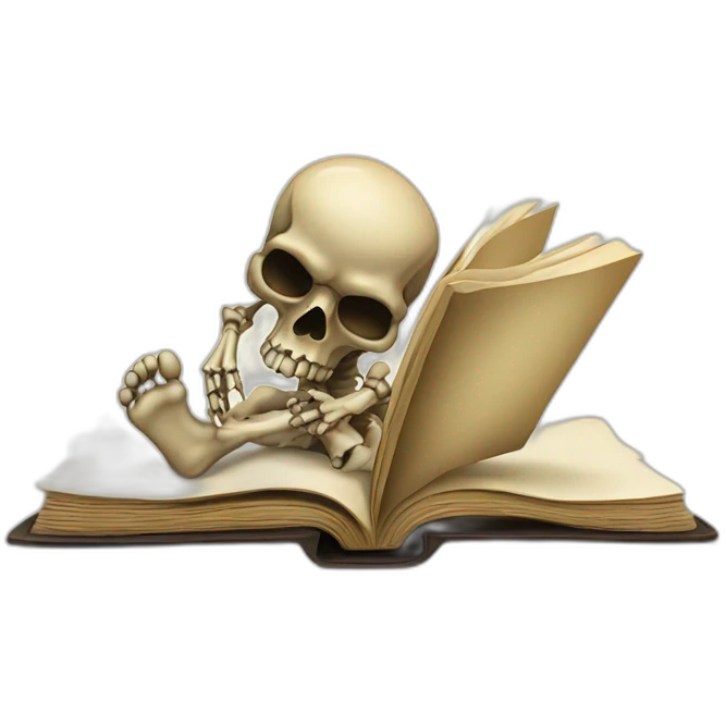 foot reading a book made of skulls emoji