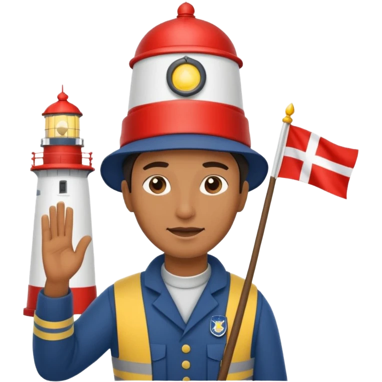 Keeper raising signal flag at lighthouse emoji