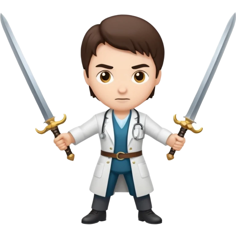 Doctor fighting lawyer with swords emoji