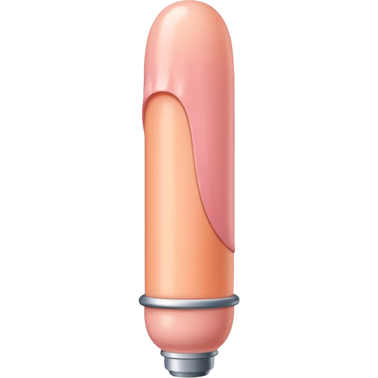 cylindrical skin tone beige-pink penis shaft, no face. at top of penis, add glans tip that is covering approximately 1/8th length of the penis, peach shaped tip and corona line. at the bottom end/base of penis make it flat. add veiny detail on penis shaft emoji