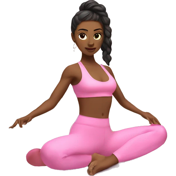 Baddie doing pilates in her pink gym set emoji