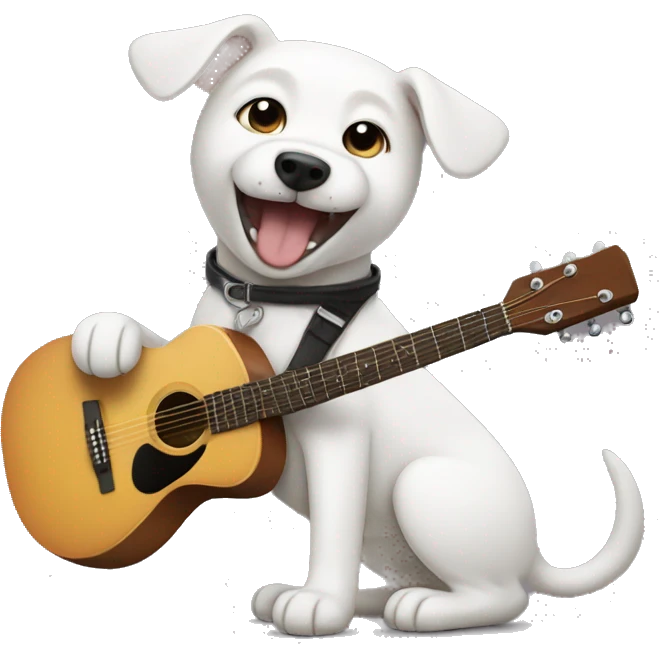 White dog playing guitar emoji