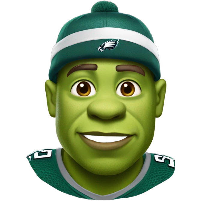 Shrek in a Philadelphia eagles hat emoji