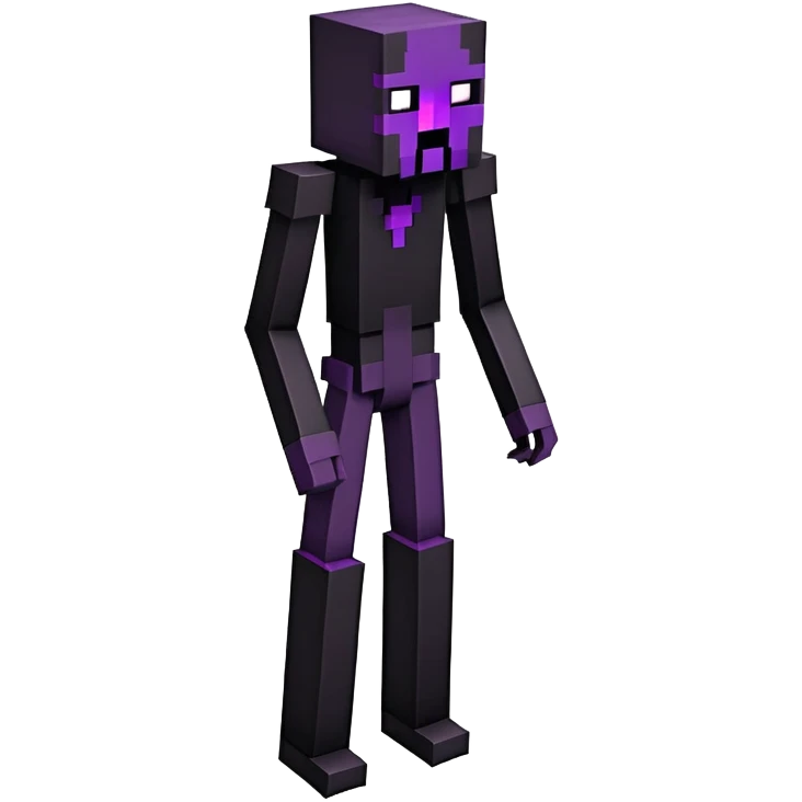 Minecraft Enderman full body, tall black blocky character with purple eyes emoji