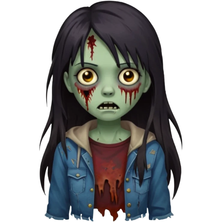 girl zombie long hair side bang emoji