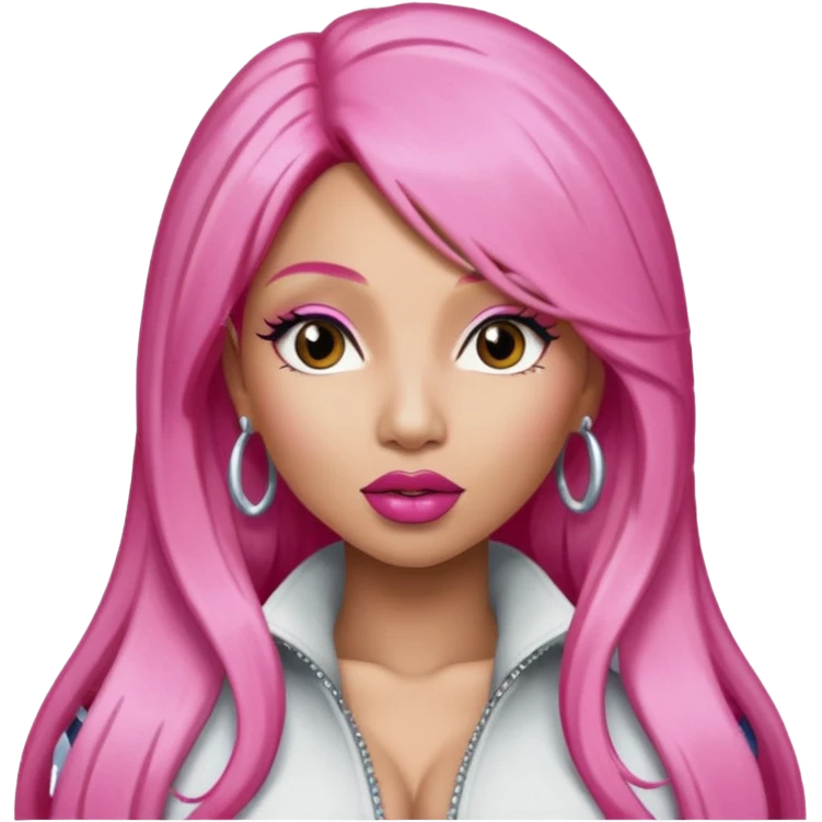 Nicki Minaj with long pink hair emoji