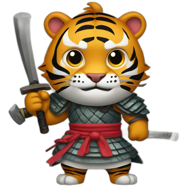 Tiger samurai holding axe emoji