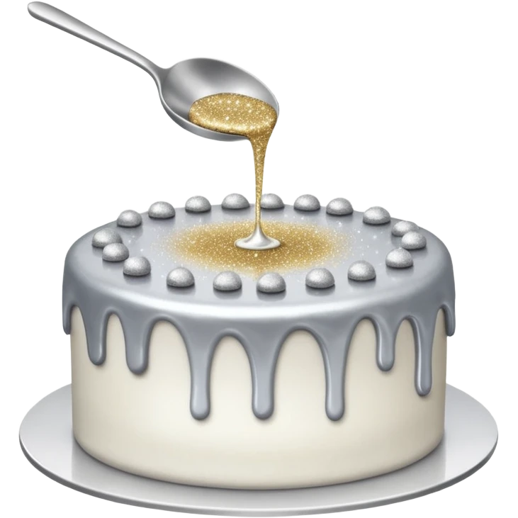 silver glitter being poured onto a cake with spoon  emoji