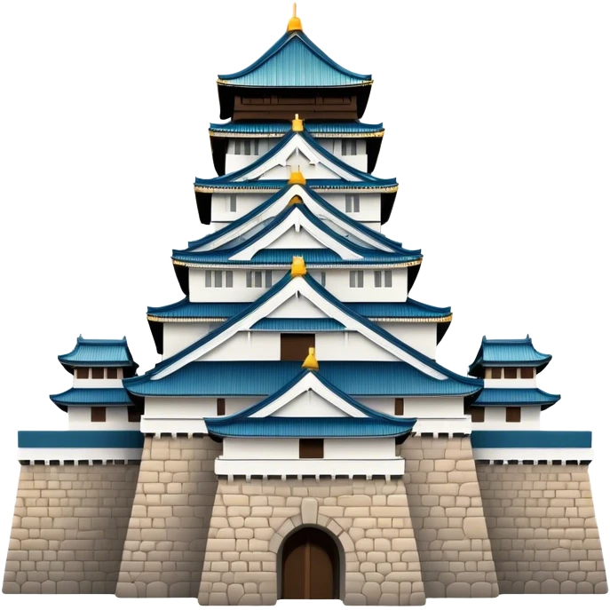 Cinematic Realistic Osaka Castle Landmark Emoji, showcasing the majestic historic castle rendered with dramatic stone textures and regal, natural lighting. emoji