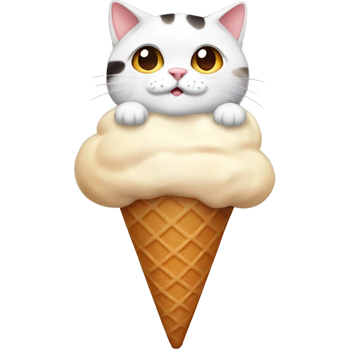 Icecream with fat calico cat emoji