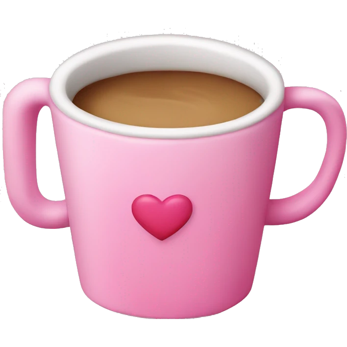 Pink coffee cup with heart foam emoji