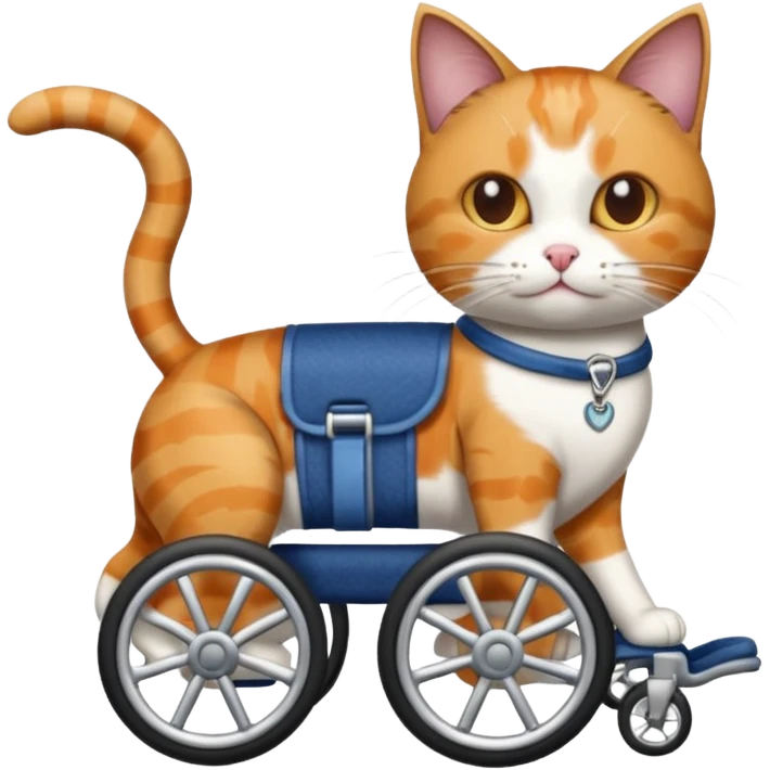 cat in a wheelchair designed for cats to walk emoji