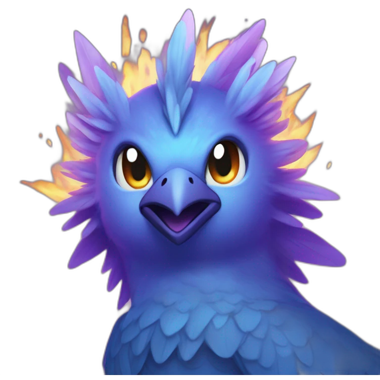 Blue Purple Galarian-Articuno Fire Head Big Eyeys emoji