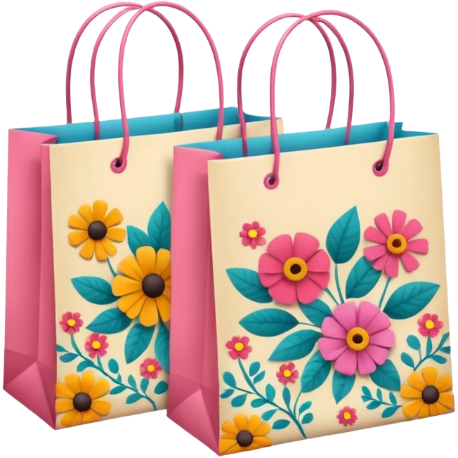 2 beautiful shopping bag with pattern emoji