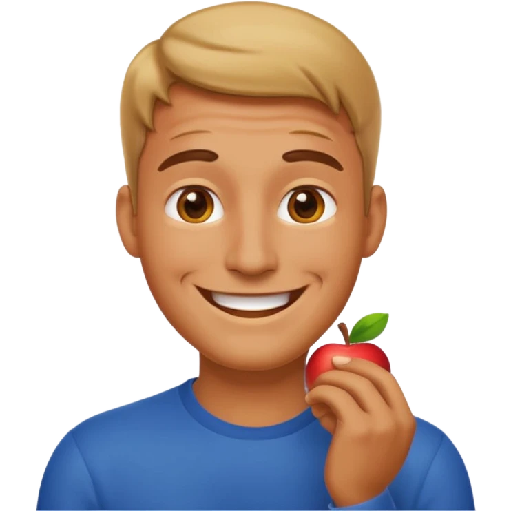 Apple emoji man smiling with hands on his neck emoji
