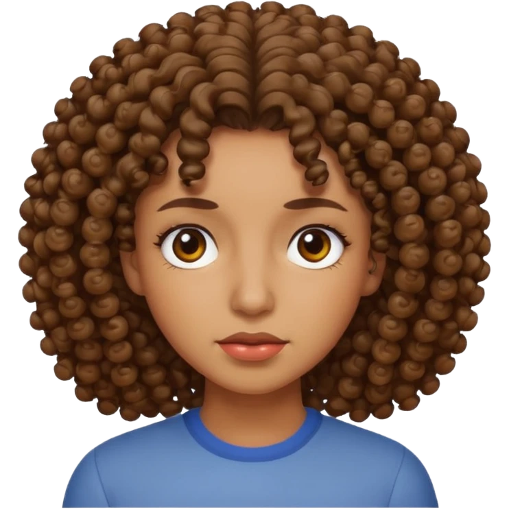 Emoji de una mujer cabello rulo con una mueca  emoji