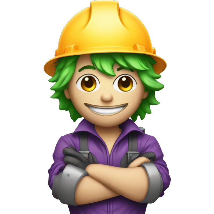 Cute joker with crossed arms with construction helmet emoji