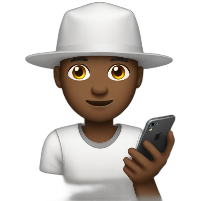 black man with iphone and mac in hands emoji