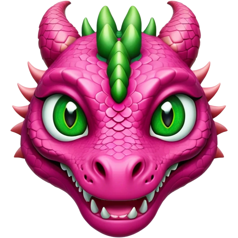  big fece female dark pink dragon with green snake eyes front view emoji