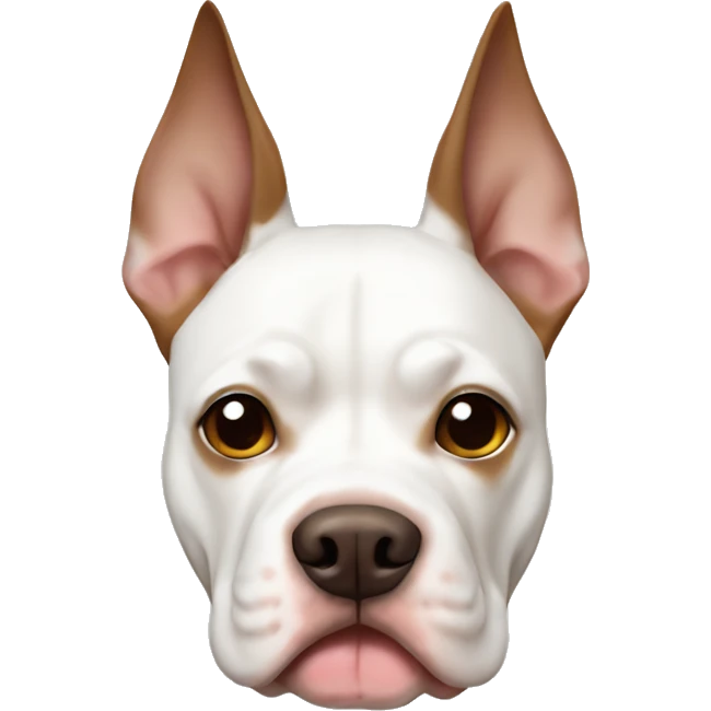 White pitbull brown ears emoji