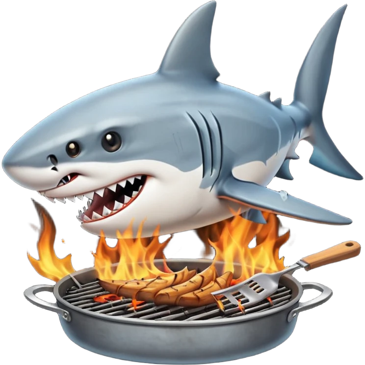 shark grilling a human emoji