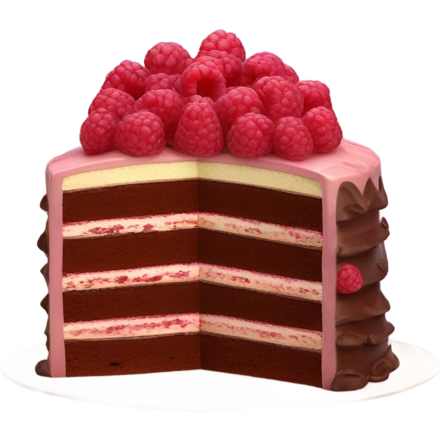 Realistic raspberry chocolate layered cake emoji