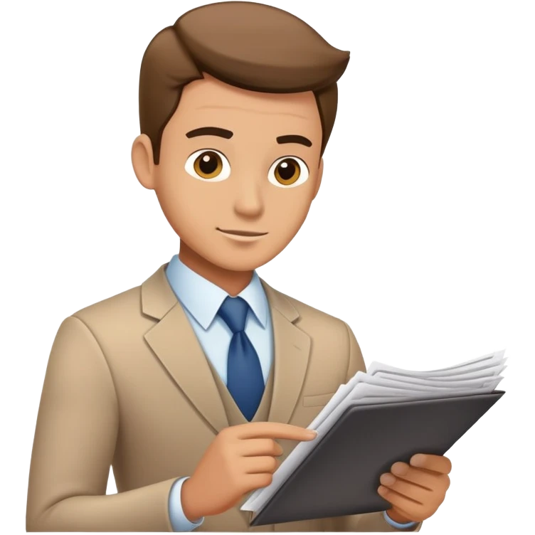 male office worker reviewing paperwork emoji