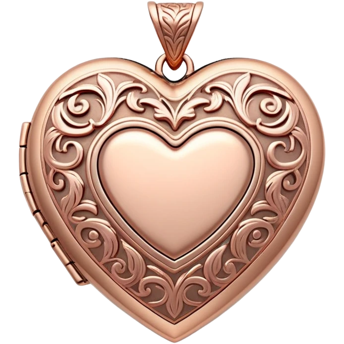 Rose gold heart locket with decorative details emoji