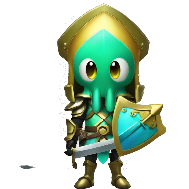 splatoon squid warrior with knights sword and shield emoji
