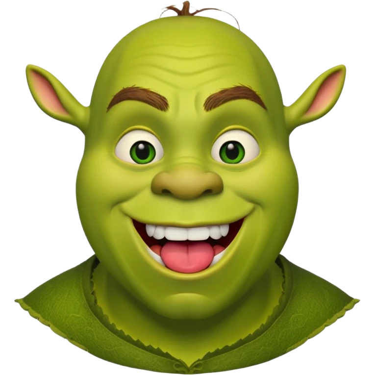 shrek making silly face with tongue out emoji