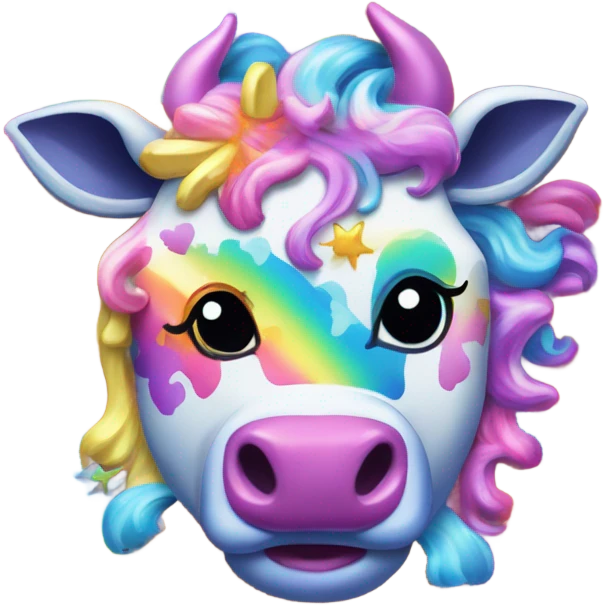 Lisa frank glitter sun rainbow cow emoji