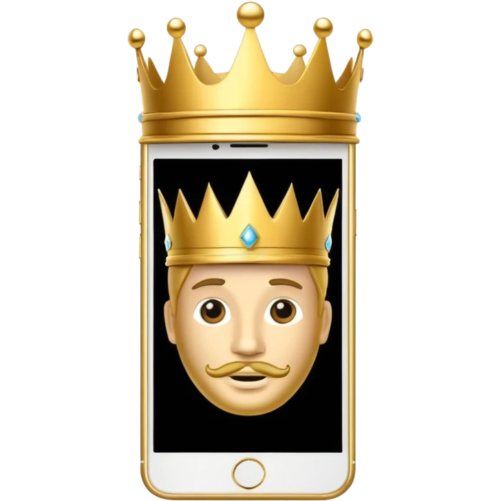 gold premium smart phone, king crown emoji