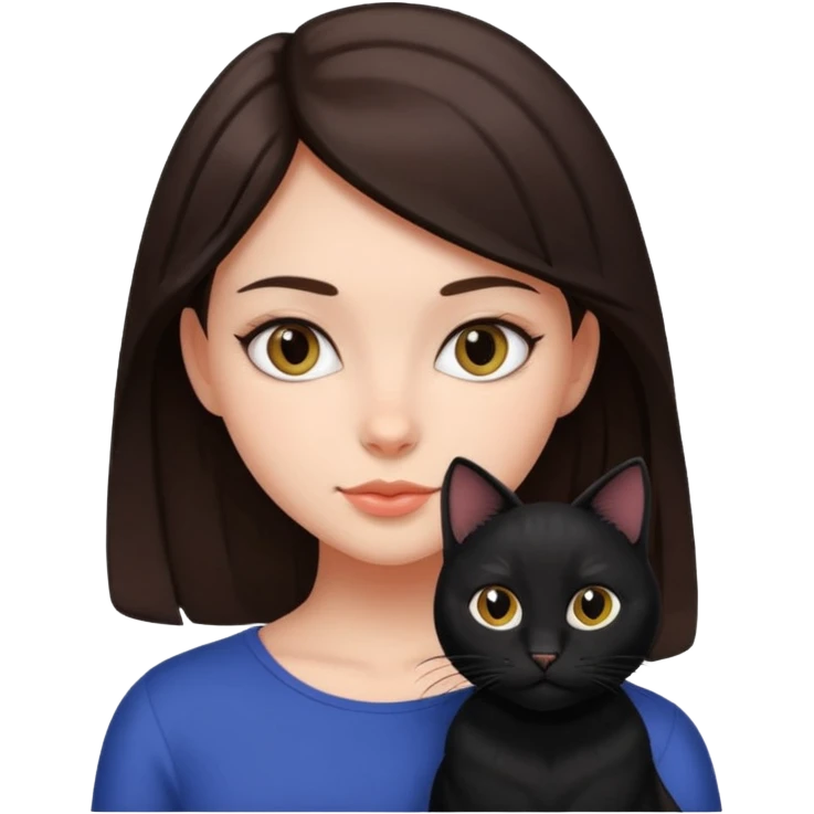 Brunette Girl with a black cat emoji