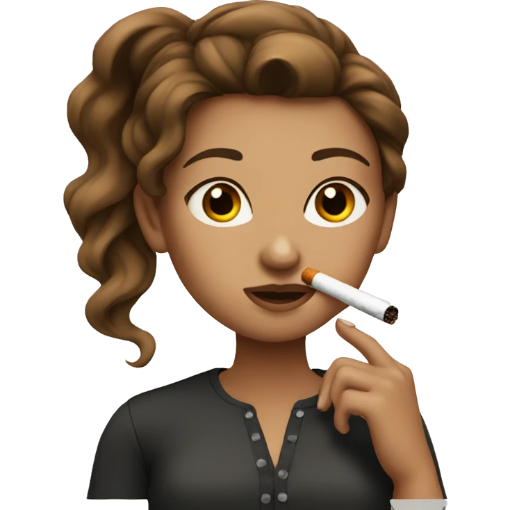 Girl Brown hair smoking emoji