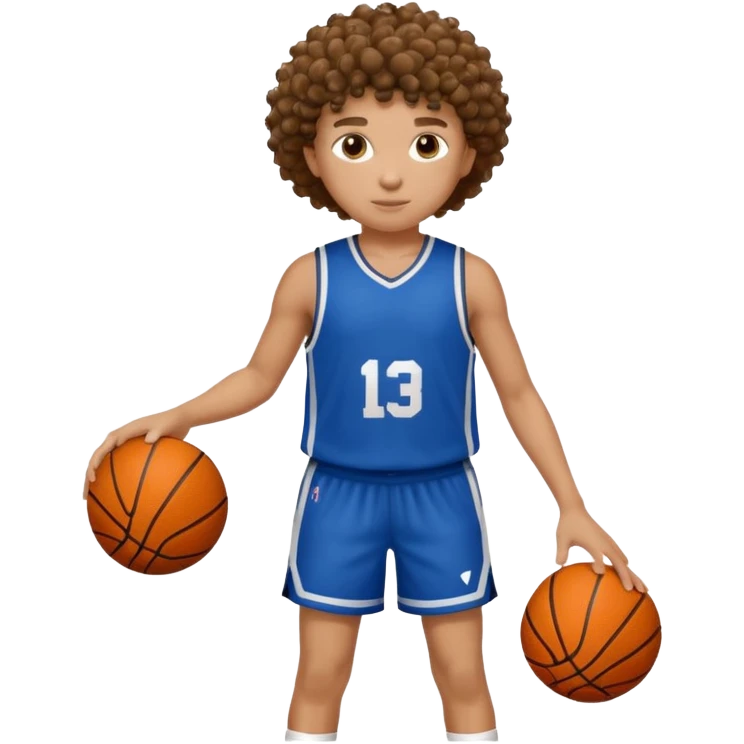 8 numaralı kıvırcık cocuk basketçi emoji