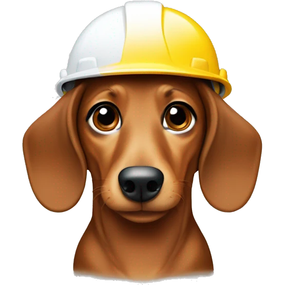 dachshund with A hard hat that says samsung emoji